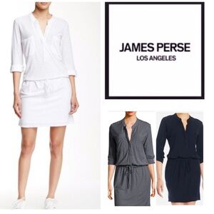 James Perse White Drawstring Waist Dress